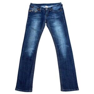 True Religion Womens Jeans JOEY SUPER T Size 27 Thick Stitch Dark Wash 29 x 30